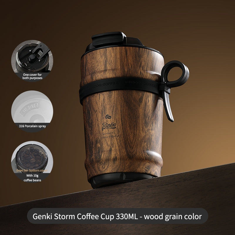 BINCOO GYKF1908 Coffee Cup Leak-proof Ceramic Liner Coffee Mug Thermal Tumbler Portable 316 Stainless Steel for Home Office Outdoor Travel and in Car 330ML