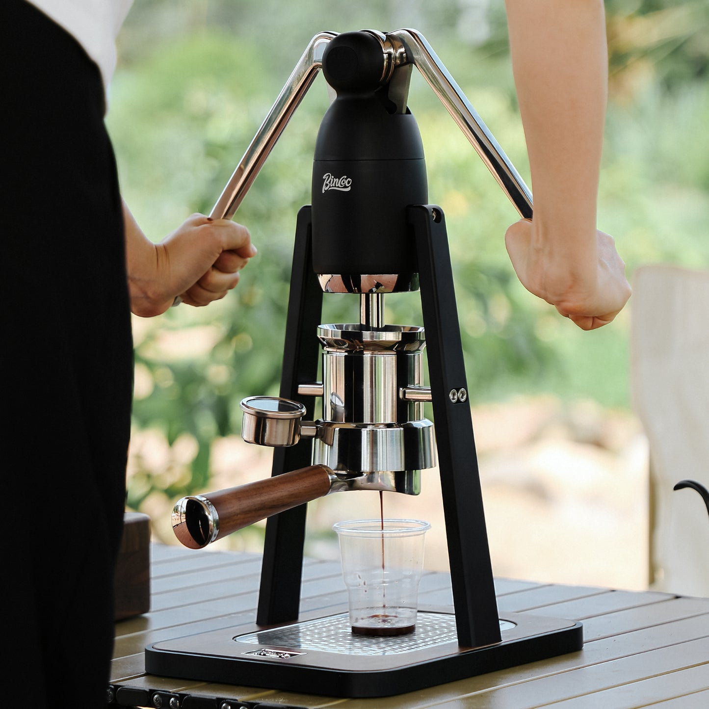 Bincoo Manual Espresso Maker Set - Hand Press Espresso Machine – 12Bar Pressure Profiling, Dual-Lever Manual Coffee Maker with Pre-Infusion, Portable for Custom Espresso Shots, Stainless Steel