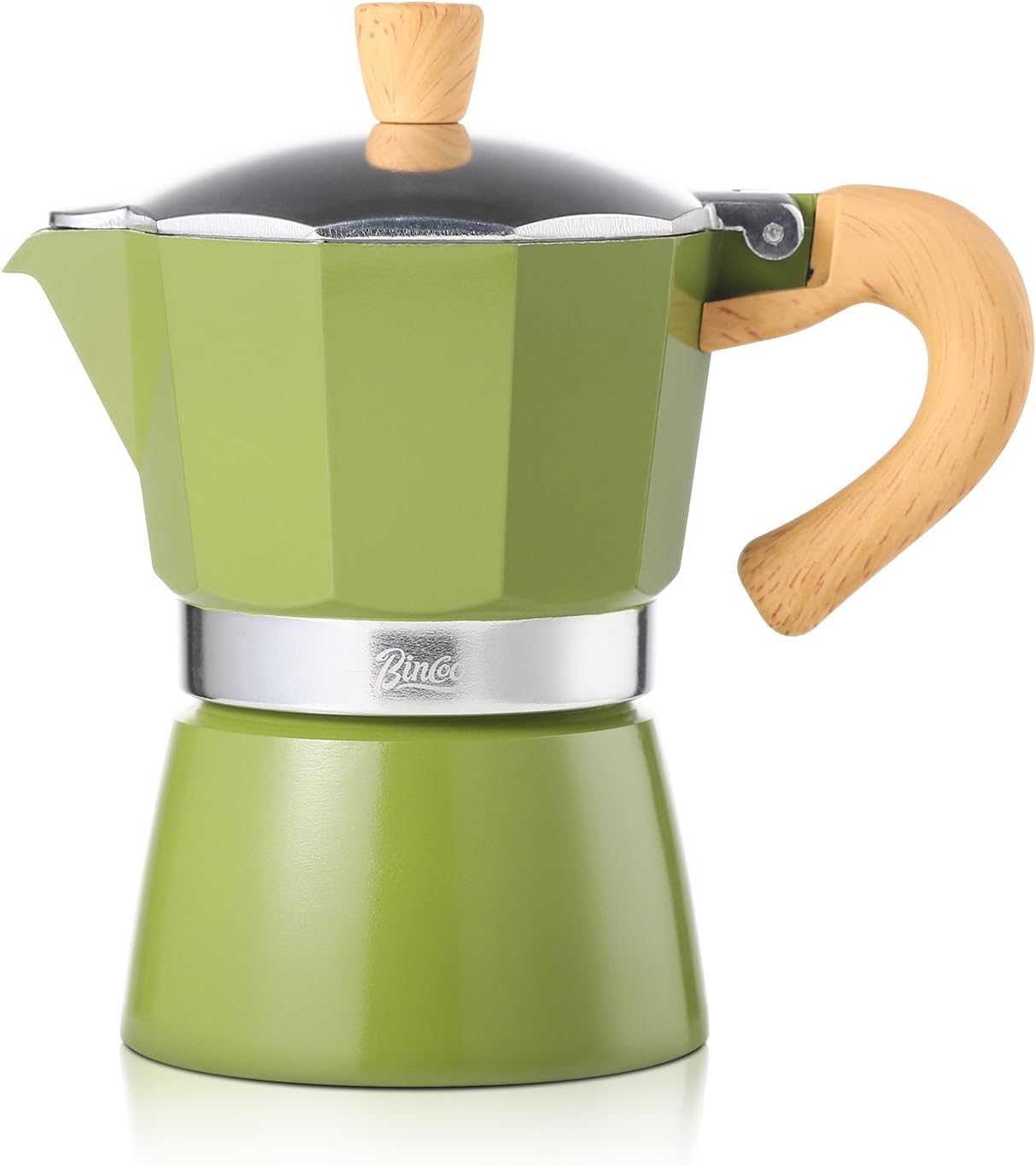 Bincoo Espresso Maker Stovetop,Camping Moka Pot 2 Cup/120ML,Stove Top Espresso Italian Coffee Maker,Easy to Use (White)