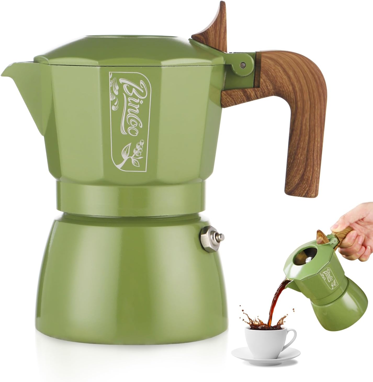 Bincoo Small Espresso Maker Stovetop, 2 Cups Moka Pot Espresso Pot Stovetop,120ml Italian Coffee maker for Cappuccino Latte,Cafetera Cubana