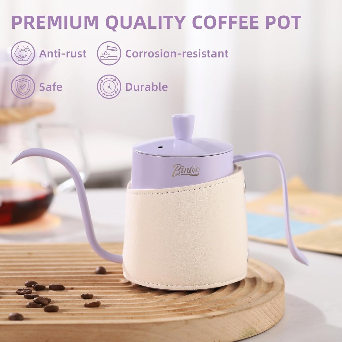 Premium Stainless Steel Gooseneck Kettle - 350ml Compact Pour Over Coffee Kettle with Heat-Resistant Sleeve, Perfect for Specialty Coffee and Tea Brewing