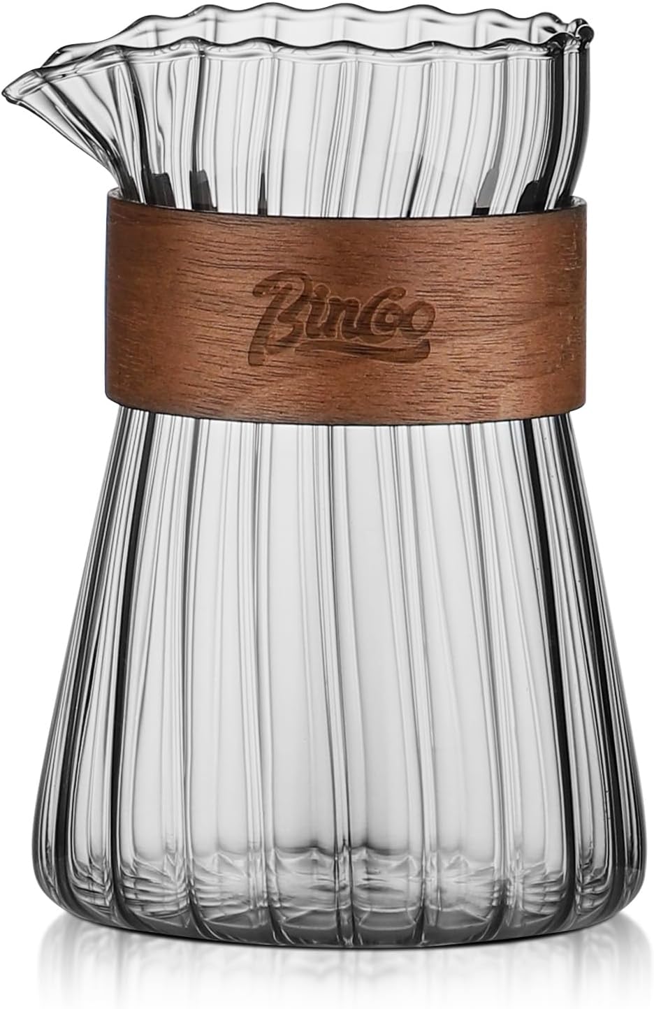 Small Glass Coffee Server Set of 2 - Manual Pour Over Coffee Maker 16oz, Borosilicate Glass Coffee Carafe with Heat-Resistant Wood Ring,2 Pack