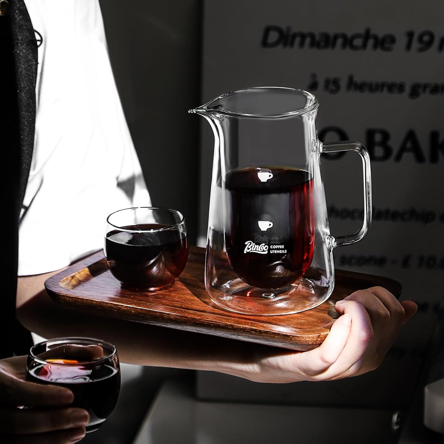 Bincoo GYJ60383 Double Wall Glass Coffee Carafe - Coffee Decanter Coffee Server for Pour Over, Coffee Pot, Borosilicate Glass For Coffee, Tea, Whiskey, Cocktails & All Beverages