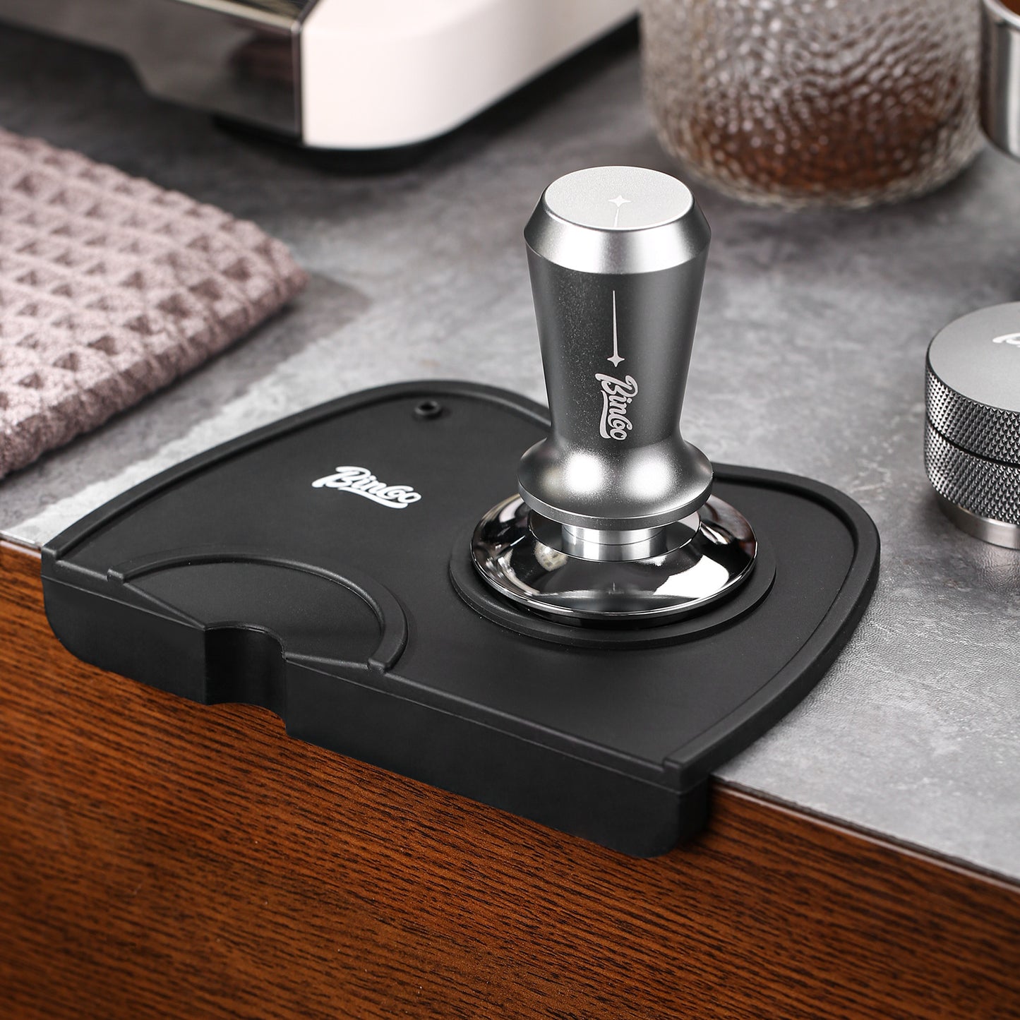 Silicone Coffee Tamper Mat,Rubber Espresso Tamping Pad for Barista Tool Home Kitchen Bar Coffee Shop,Double Hole Corner Edge