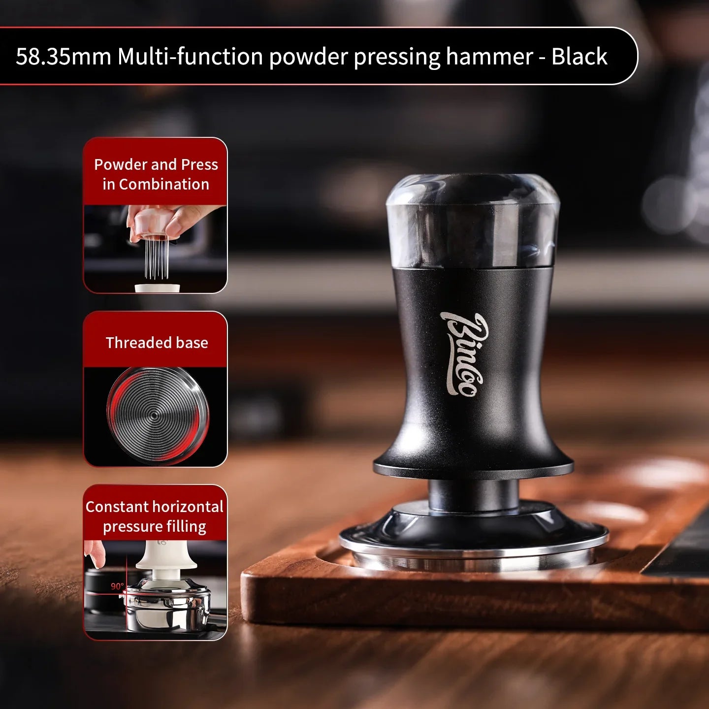 Bincoo 30Ib Constant Pressure 51/58mm Coffee Tamper Multifunctional Magnetic With Powder Needle Disperser Espresso Powder Tamper