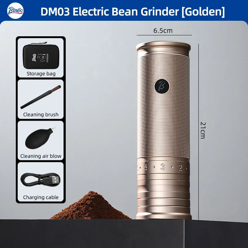 Bincoo Portable Electric Coffee Grinder 420 Steel Core Grinder All-Metal Body Home Outdoor External Italian Small Coffee Grinder
