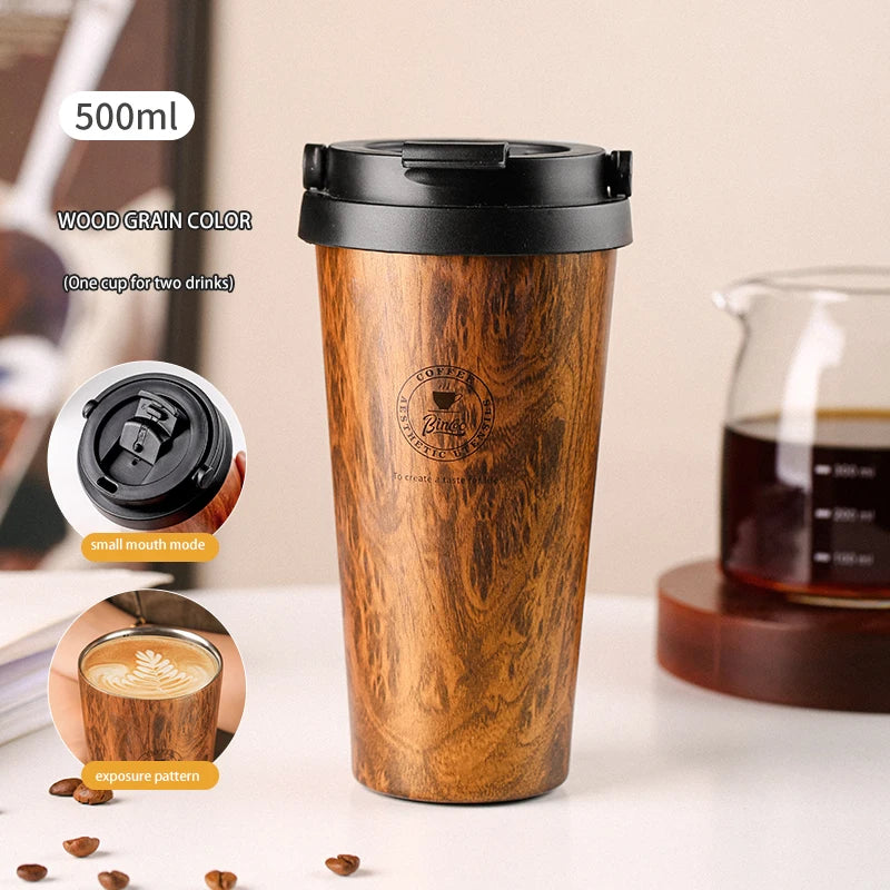Bincoo Vacuum Insulated Coffee Tumbler 500ML – Stainless Steel Portable Travel Mug for Hot & Cold Drinks, Car Friendly