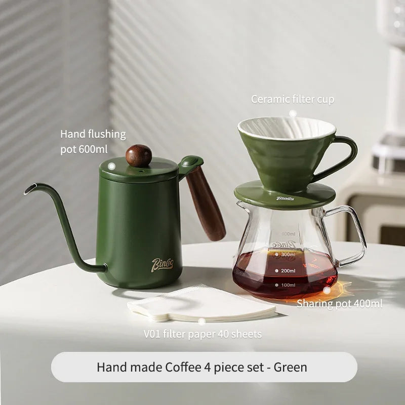 Bincoo GYKF0679 Drip Coffee Set with Ceramic Filter and Glass Carafe All in One Pour Over Brewing Ideal for Beginners Gift Presentation