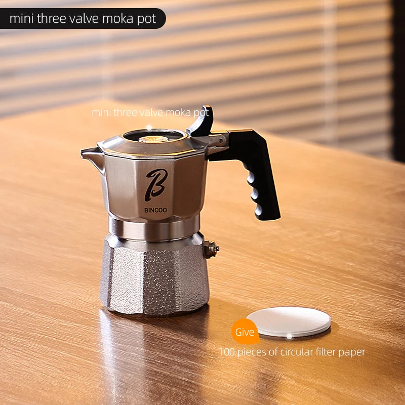 Bincoo Professional Mini 3 Valve Coffee Maker 316 Stainless Steel Construction High Density Filter with Silicone Boost Valve