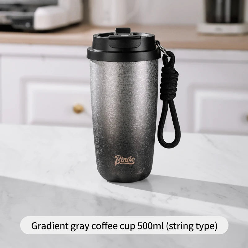 Bincoo 500ml Double Wall Ceramic Lined Travel Mug Car Vacuum Insulated Coffee Cup Portable Stainless Steel Thermal Cup for Daily
