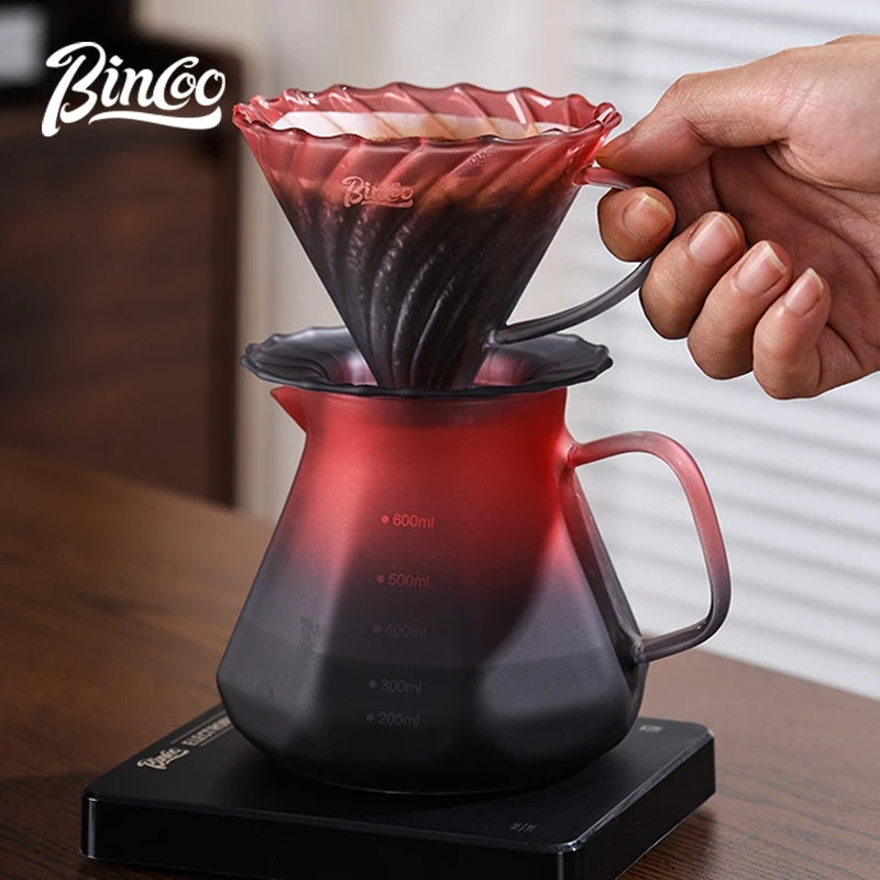 BINCOO Blackberry Hand Brew Coffee Pot Set V60 Filter Glass Sharing Pot Home Coffee Brewing Utensils