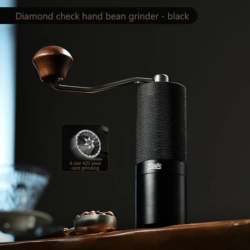 Bincoo Professional Manual Coffee Grinder Six Star Steel Knife Wheel Hand Cranked Coffee Grinder Portable Camping Barista Tools