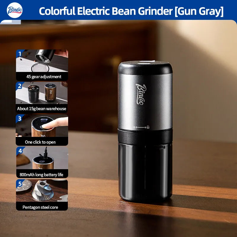 BINCOO Coffee Grinder Electric USB Type C Rechargeable Home Outdoor Blenders Profession Adjustable Coffee Beans Grinding