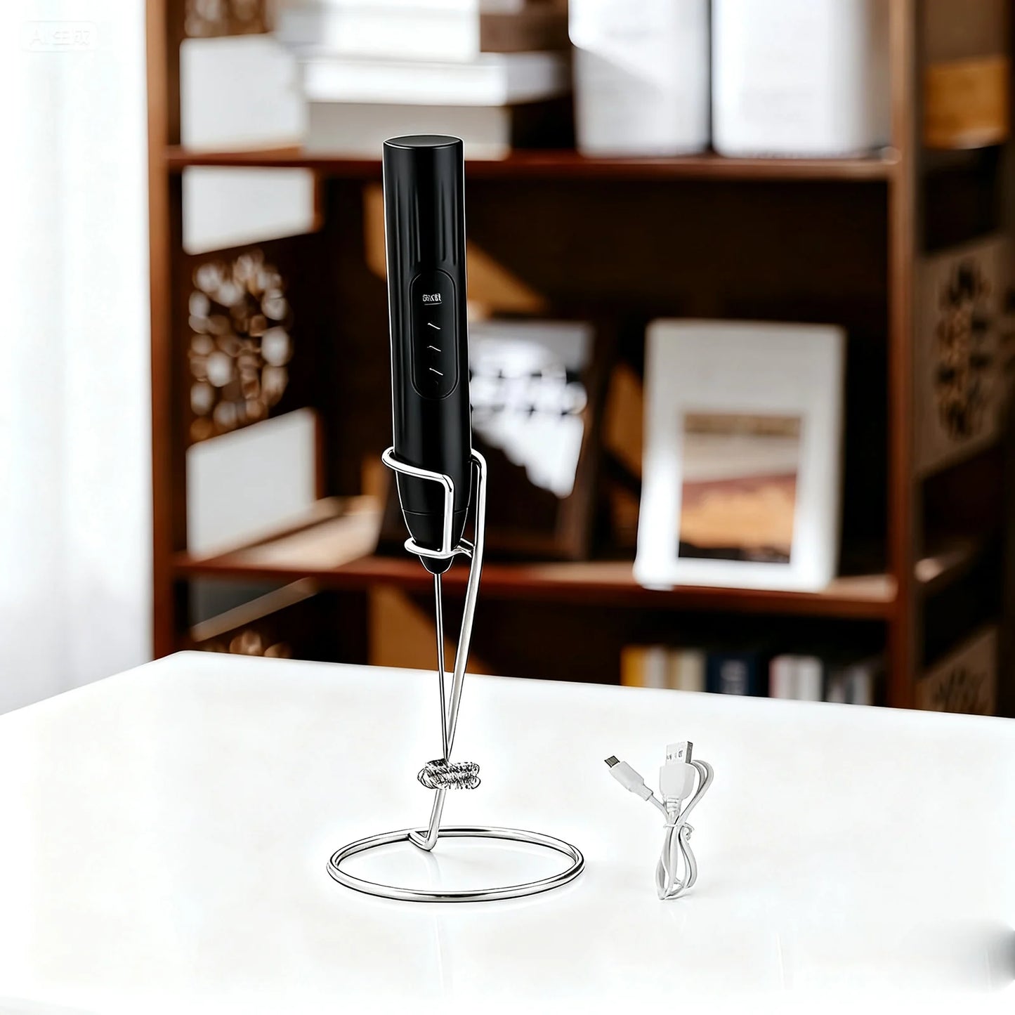 Bincoo Portable Dual Head Milk Frother USB Rechargeable Stainless Steel Coffee Mixer with 3 Speeds for Smooth Latte Foam Coffee