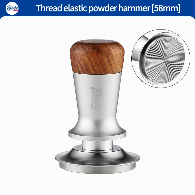 Bincoo Professional Coffee Tamper 51/58mm Spring Pressure Threaded Base Auto Leveling for Portafilter Use