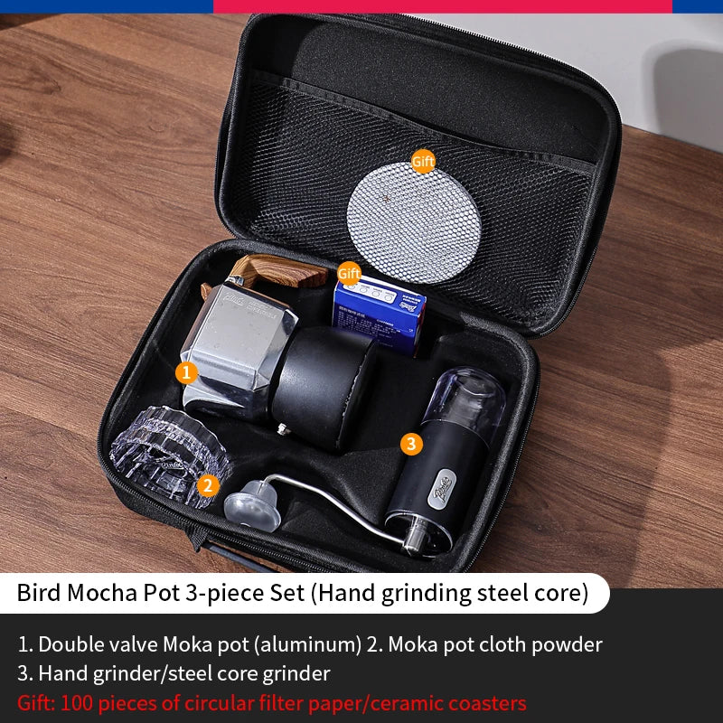 Bincoo Three Valve Mocha Pot Concentrated Latte 316 Stainless Steel Coffee Pot for Baristas Use Mocha Dual Valve Extraction Pots