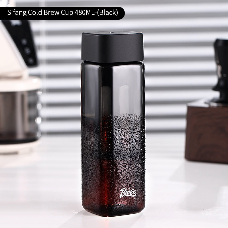 BINCOO Square Cold Brew Coffee Cup Portable Cold Brew Bottle Tritan Material Water Cup for Office Outdoor 480ML