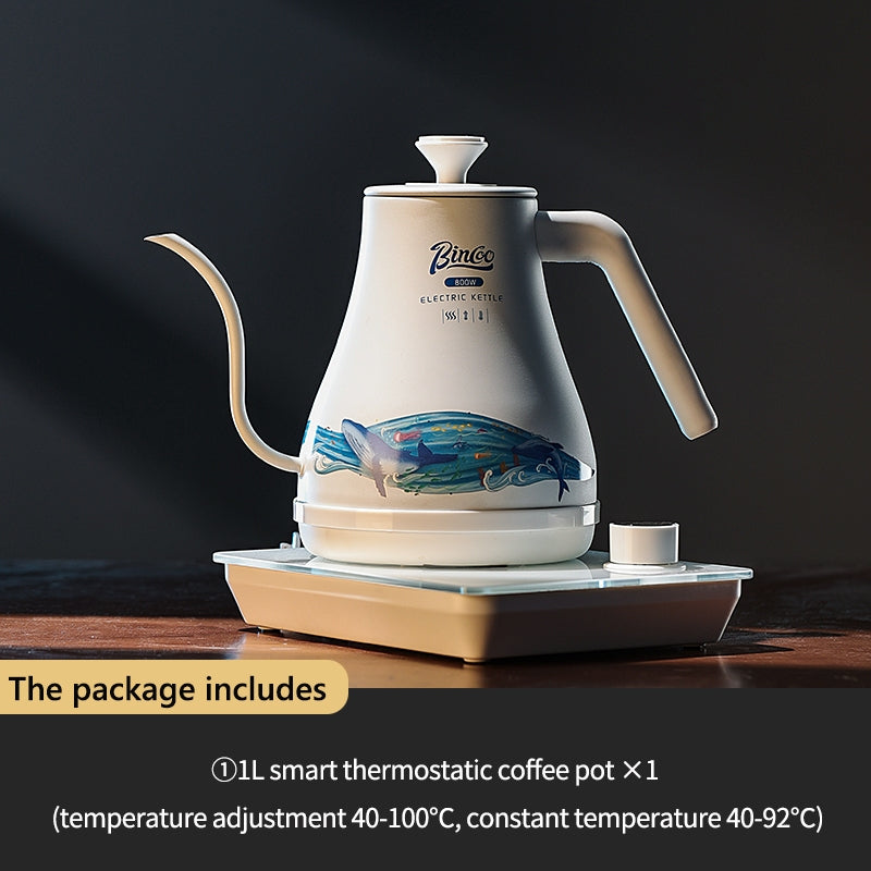 BINCOO Intelligent Temperature Control Electric Kettle Thermostatic Electric Pot Stainless Steel Hand-flush Electric Kettle for Household and Office 1L