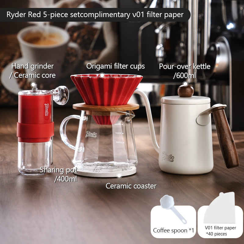 BINCOO Hand Brew Coffee Pot Set Cake Origami Filter Cup V60 Ceramic Coffee Filter Coffee Utensils