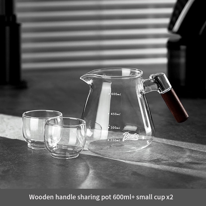 BINCOO Wooden Handle Sharing Pot Hand Brewing Coffee Pot Set Ceramic Filter Cup Household Drip Brewing Pot Coffee Utensils 450ML/600ML