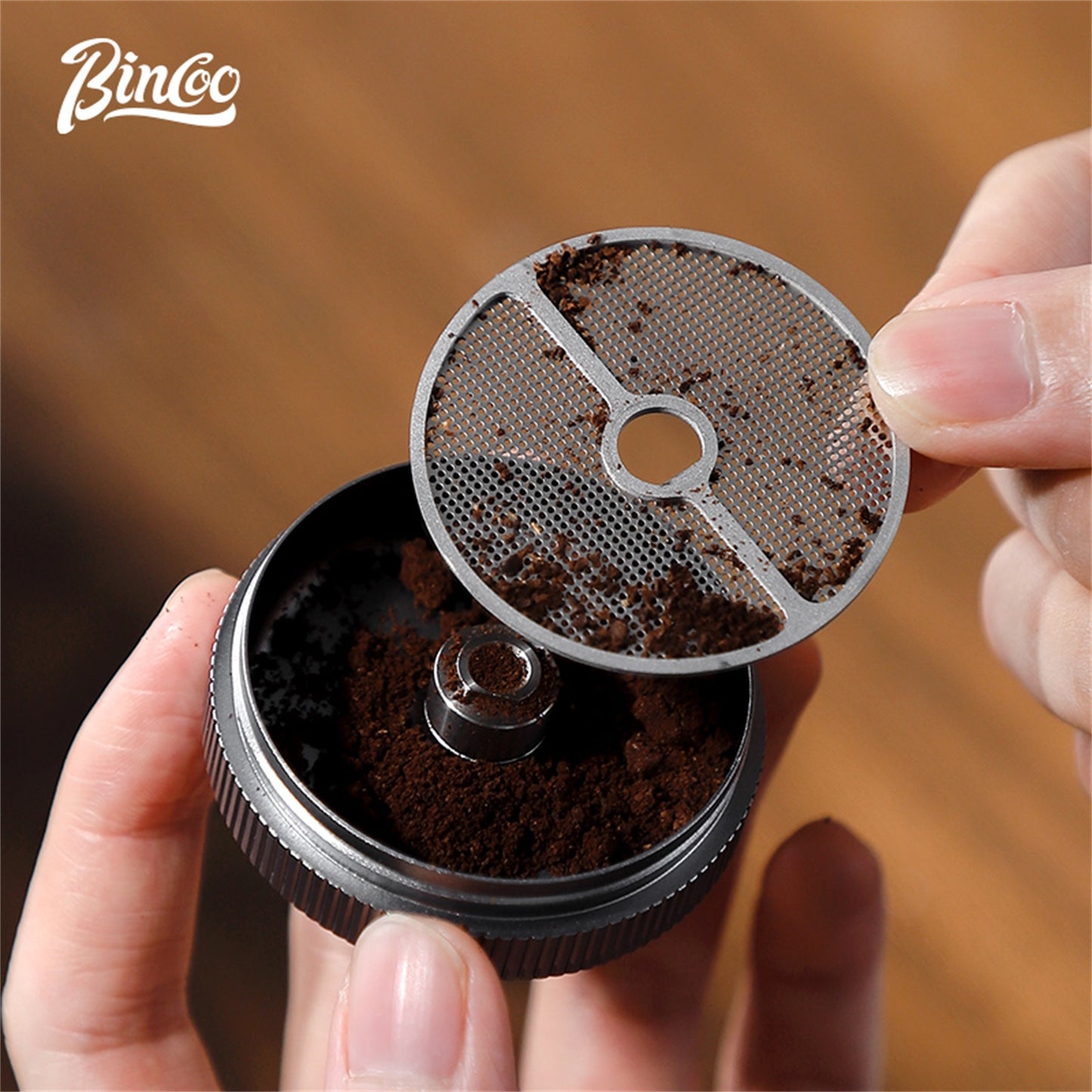 Bincoo GYKF2092 Premium Manual Coffee Bean Grinder, Hexagonal CNC 420 Precision Steel Burr, Complete Set with 4 Sieves, Brush & Portable Travel Bag