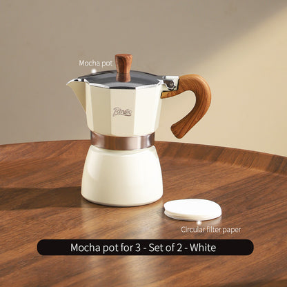Bincoo Double Valve Moka Pot - High Pressure Stovetop Espresso Maker with Rich Crema, Italian Style Coffee Pot with Wood Handle, Food-Grade Aluminum for Home Brewing