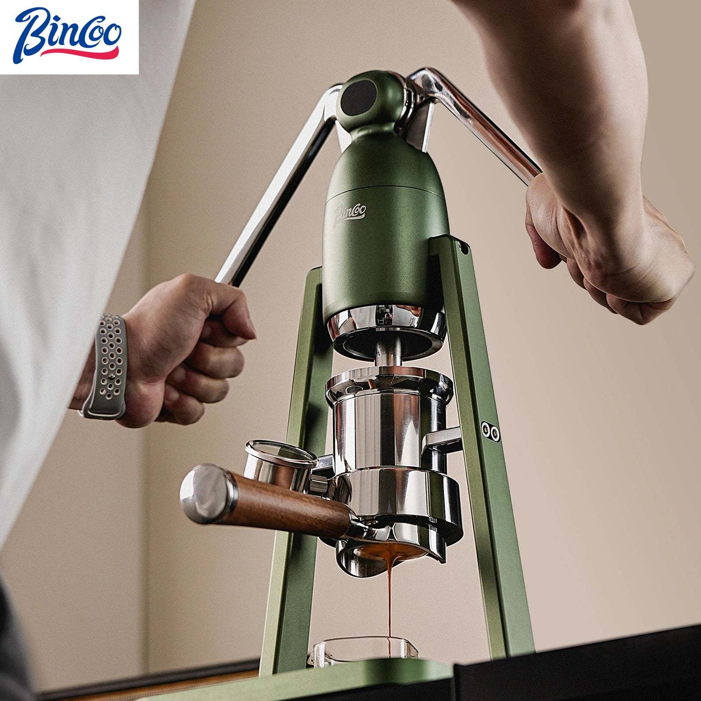 Bincoo Manual Espresso Maker Lever Espresso Machine – 12Bar Pressure Profiling, Dual-Lever Manual Coffee Maker with Pre-Infusion GYKF2164