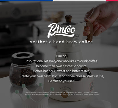 Bincoo Double Valve Moka Pot - Stovetop Espresso Maker with Rich Crema, Italian Style Coffee Pot with Imitation Wood Handle, Food-Grade Aluminum for Home Brewing
