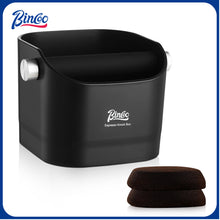 Bincoo GYKF2270 Square Coffee Knock Box 0.8L – ABS Espresso Knock Bin with Non-Slip Base, Wide 4.6" Slanted Opening & Detachable Silicone Knock Bar for Easy Cleaning and Quiet Use(Black square)