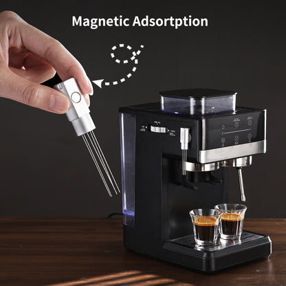 Magnetic WDT Tool - Espresso Stirrer Tool, WDT Espresso Distribution Tool with 6 Stainless Steel Needles and Metal Plate,Easy to Storage and Strong Magnetic