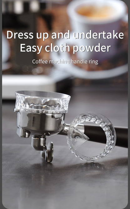 Bincoo Clear Magnetic Coffee Dosing Ring - Anti-Splashing Espresso Powder Funnel, Dual-Use Cloth Powder Ring, Universal Fit for 51/58mm Portafilters, AS Material