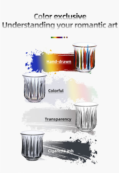 Hand-Painted Rainbow Vertical Relief Glass Tumbler | Bincoo Aesthetic Clear Textured Drinking Cup for Coffee, Whiskey & Cocktails