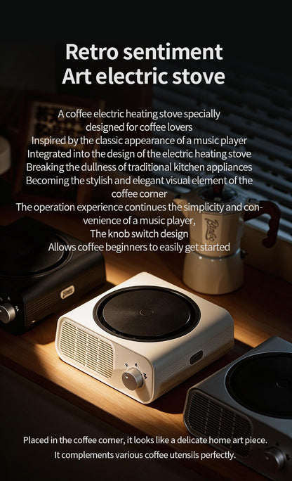 Bincoo Mini Adjustable Infrared Coffee Hot Plate, Compact Electric Coffee Heating Stove with Knob Temperature Control, Siphon Syphon & Hand Brew Coffee, Portable Home Barista Coffee Equipment