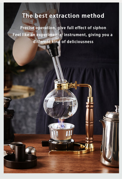 Bincoo Electric Siphon Coffee Maker, Borosilicate Glass Vacuum Syphon Coffee Pot with Solid Wood Handle & Adjustable Heating Base, Professional Hand Brew Coffee Brewer for Home & Cafe Barista