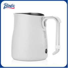 Bincoo GYKF1514 Espresso Milk Frothing Pitcher Stainless Steel 20oz/600ML Coffee Milk Frother Cup-Milk Frothing Pitcher with Measurement Lines,Ergonomic Handle for Latte Art & Cappuccino(White)