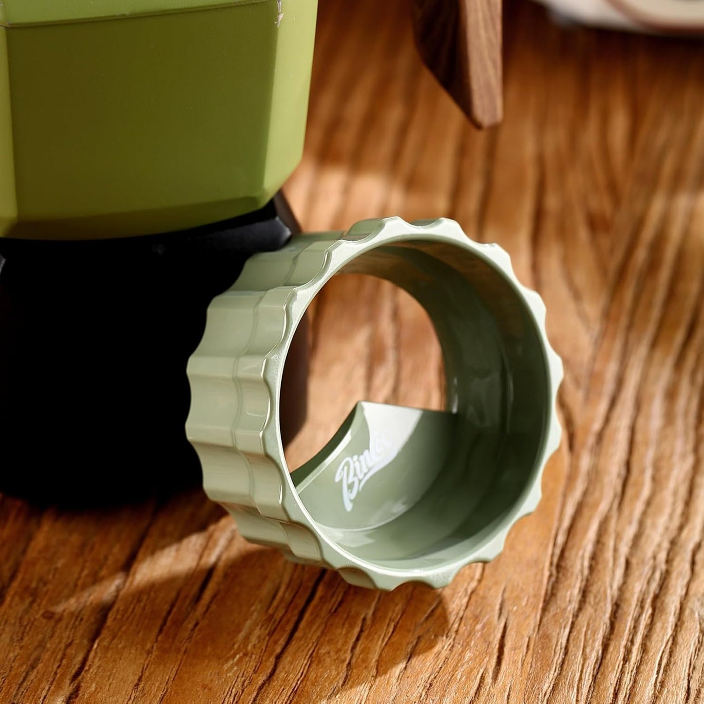 Bincoo GYKF1942 Coffee Maker Dosing Funnel 54mm for Moka Pot-Coffee Powder Filler Funnel,Anti-Flying Powder Distribution Tool for 2-3 Espresso Cup Moka Pot (Green-S 54mm)