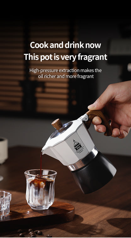 Bincoo Double Valve Moka Pot - High Pressure Stovetop Espresso Maker with Rich Crema, Transparent Lid, Food-Grade Aluminum, Italian Style Coffee Pot for Home Brewing