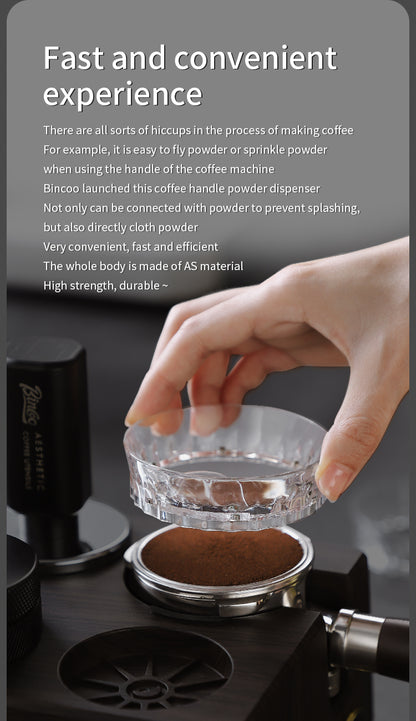 Bincoo Clear Magnetic Coffee Dosing Ring - Anti-Splashing Espresso Powder Funnel, Dual-Use Cloth Powder Ring, Universal Fit for 51/58mm Portafilters, AS Material
