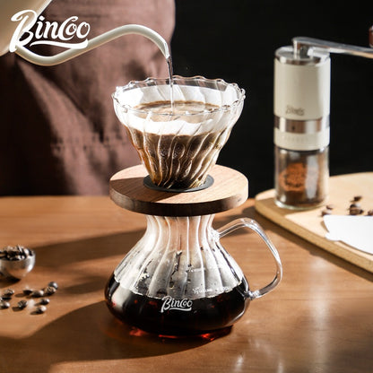 Bincoo 650ml Pour Over Coffee Maker Coffee Dripper Set Hand-brewed Coffee Pot Glass Sharing Pot Filter Cup