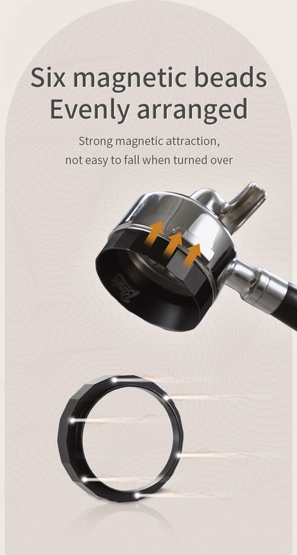 Bincoo Polygonal Magnetic Coffee Dosing Ring - Anti-Splashing Espresso Powder Funnel, Universal Fit for 51/58mm Portafilters, Aluminum Alloy Construction