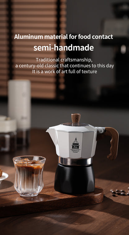 Bincoo Double Valve Moka Pot - High Pressure Stovetop Espresso Maker with Rich Crema, Transparent Lid, Food-Grade Aluminum, Italian Style Coffee Pot for Home Brewing