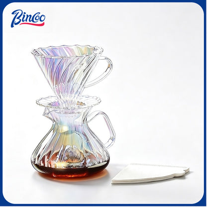 BINCOO V60 Hand Drip Coffee Dripper High‑Borosilicate Glass Server Coffee Brewing Tool Set 450ML/550ML
