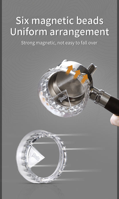Bincoo Clear Magnetic Coffee Dosing Ring - Anti-Splashing Espresso Powder Funnel, Dual-Use Cloth Powder Ring, Universal Fit for 51/58mm Portafilters, AS Material