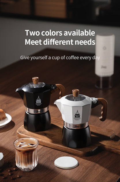 Bincoo Double Valve Moka Pot - High Pressure Stovetop Espresso Maker with Rich Crema, Transparent Lid, Food-Grade Aluminum, Italian Style Coffee Pot for Home Brewing