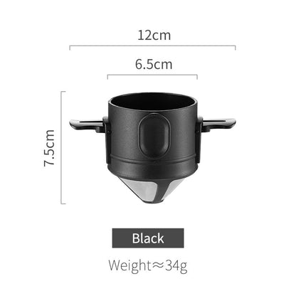 BINCOO Foldable Coffee Filter Double Funnel  Stainless Steel Filter Coffee Dripper Portable Coffee Utensils