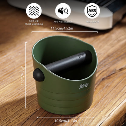 Bincoo Small Espresso Knock Box, 0.5L Coffee Ground Knock Box,Blue Espresso Puck Knock Box with Removable Knock Bar and Non-Slip Base