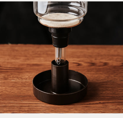 Bincoo Electric Siphon Coffee Maker, Borosilicate Glass Vacuum Syphon Coffee Pot with Solid Wood Handle & Adjustable Heating Base, Professional Hand Brew Coffee Brewer for Home & Cafe Barista