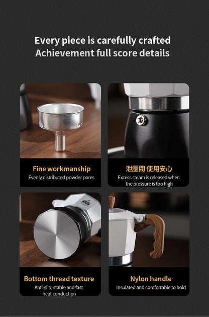 Bincoo Double Valve Moka Pot - High Pressure Stovetop Espresso Maker with Rich Crema, Transparent Lid, Food-Grade Aluminum, Italian Style Coffee Pot for Home Brewing