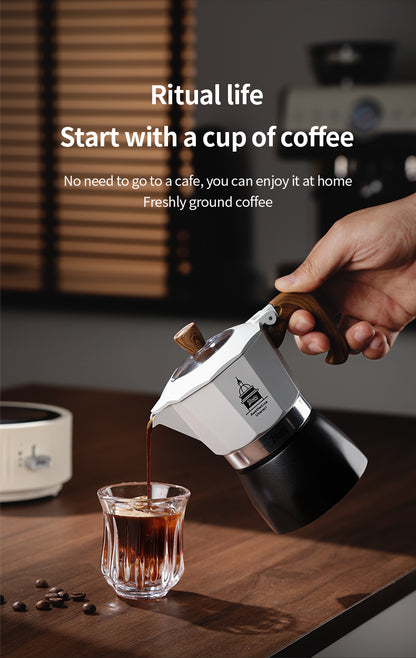 Bincoo Double Valve Moka Pot - High Pressure Stovetop Espresso Maker with Rich Crema, Transparent Lid, Food-Grade Aluminum, Italian Style Coffee Pot for Home Brewing