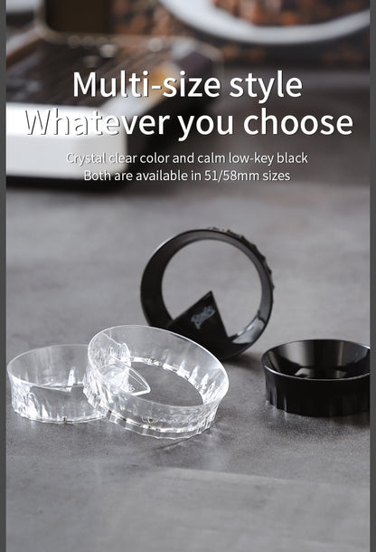 Bincoo Clear Magnetic Coffee Dosing Ring - Anti-Splashing Espresso Powder Funnel, Dual-Use Cloth Powder Ring, Universal Fit for 51/58mm Portafilters, AS Material
